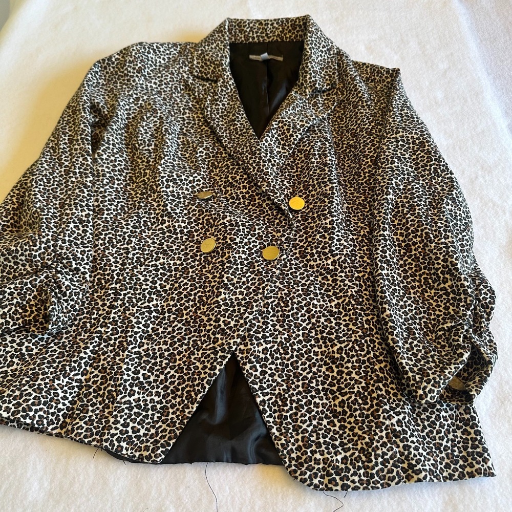 VTG Charlotte Russe Blazer Womens Large Leopard Cheetah Double Breasted Y2K 90s